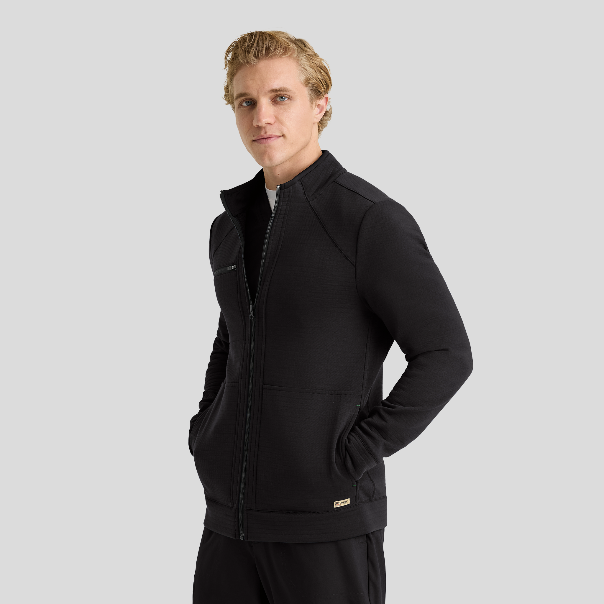 Ron Men's 5 Pocket Funnel Neck Zip Front Jacket | Black