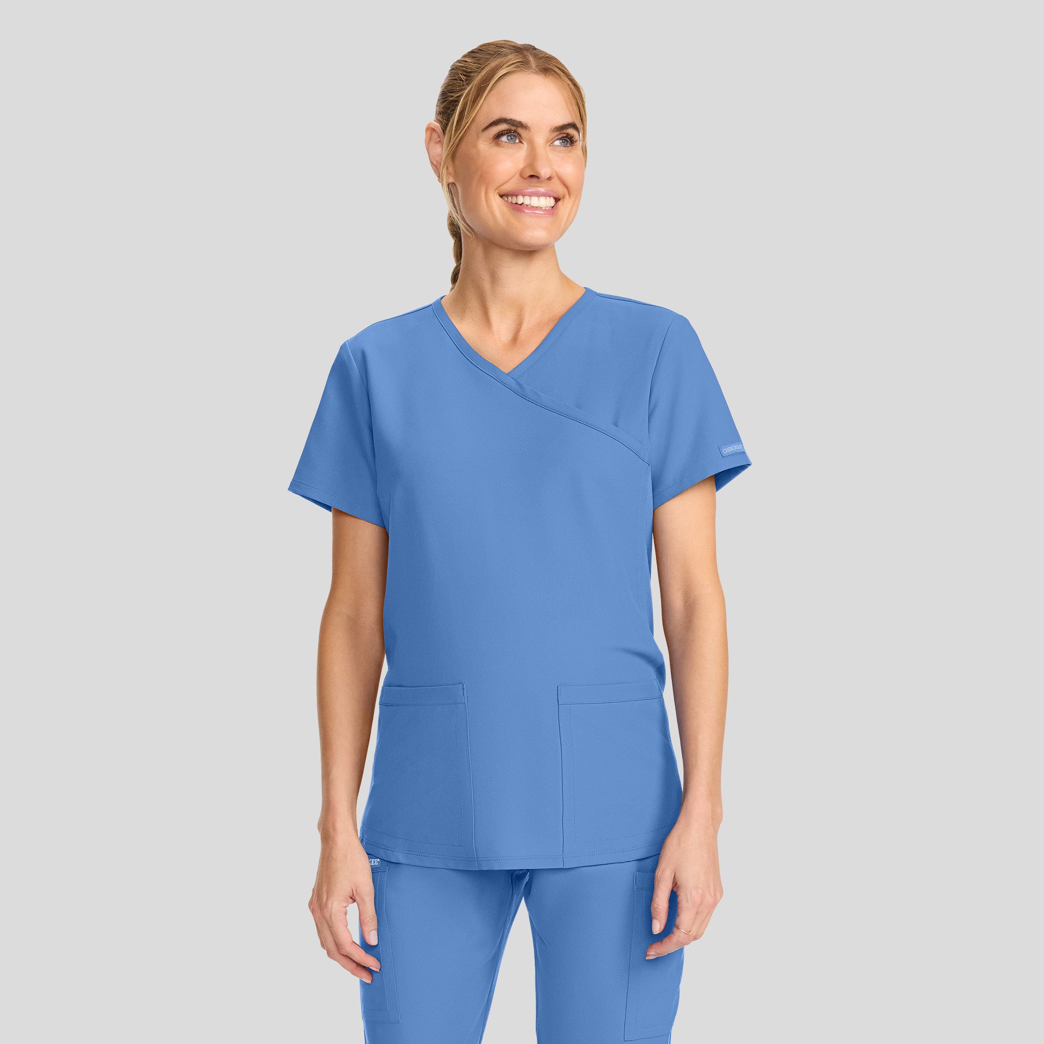 Maternity 2-Pocket Mock Wrap Scrub Top | Ciel