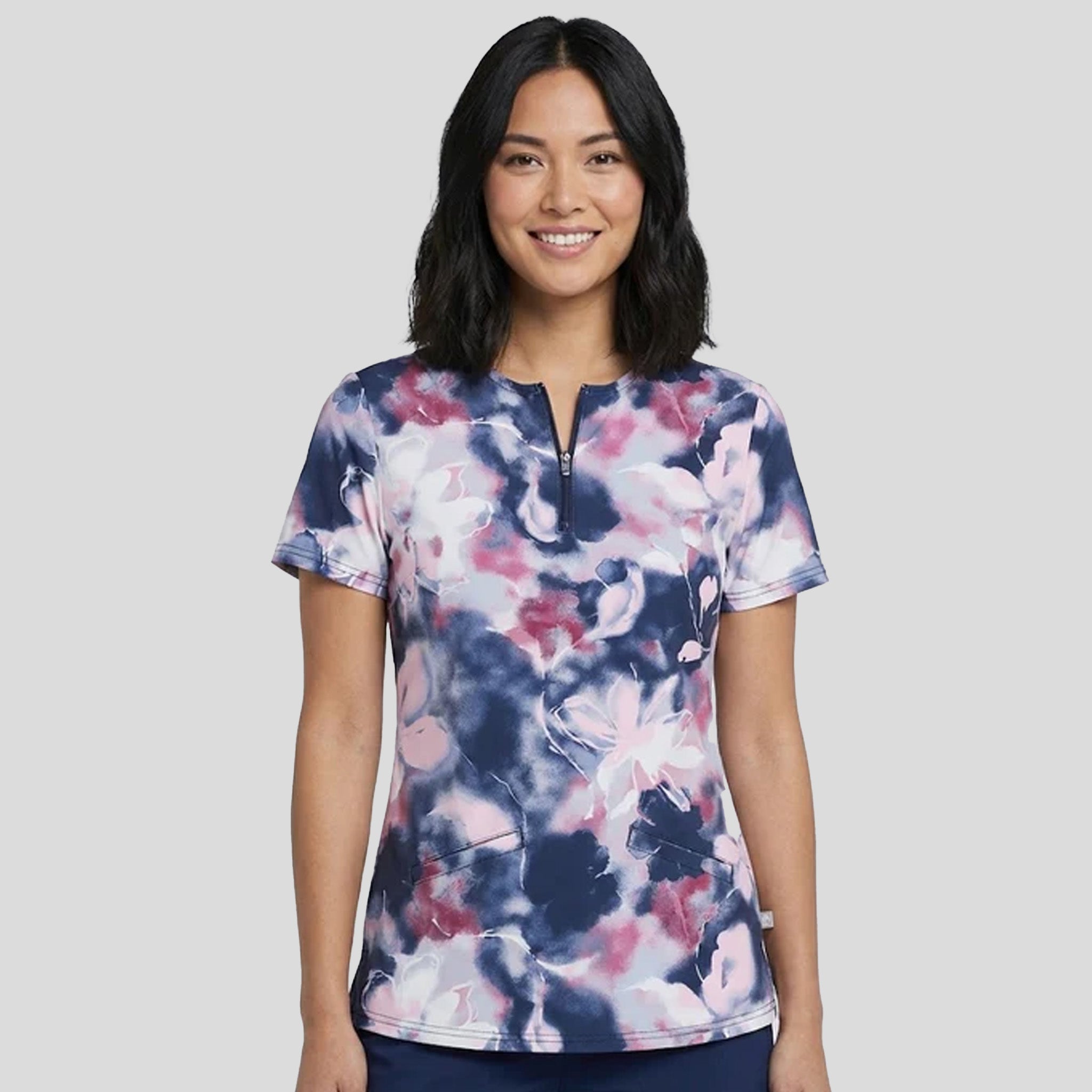 Ivy Tranquil Floral Print Scrub Top