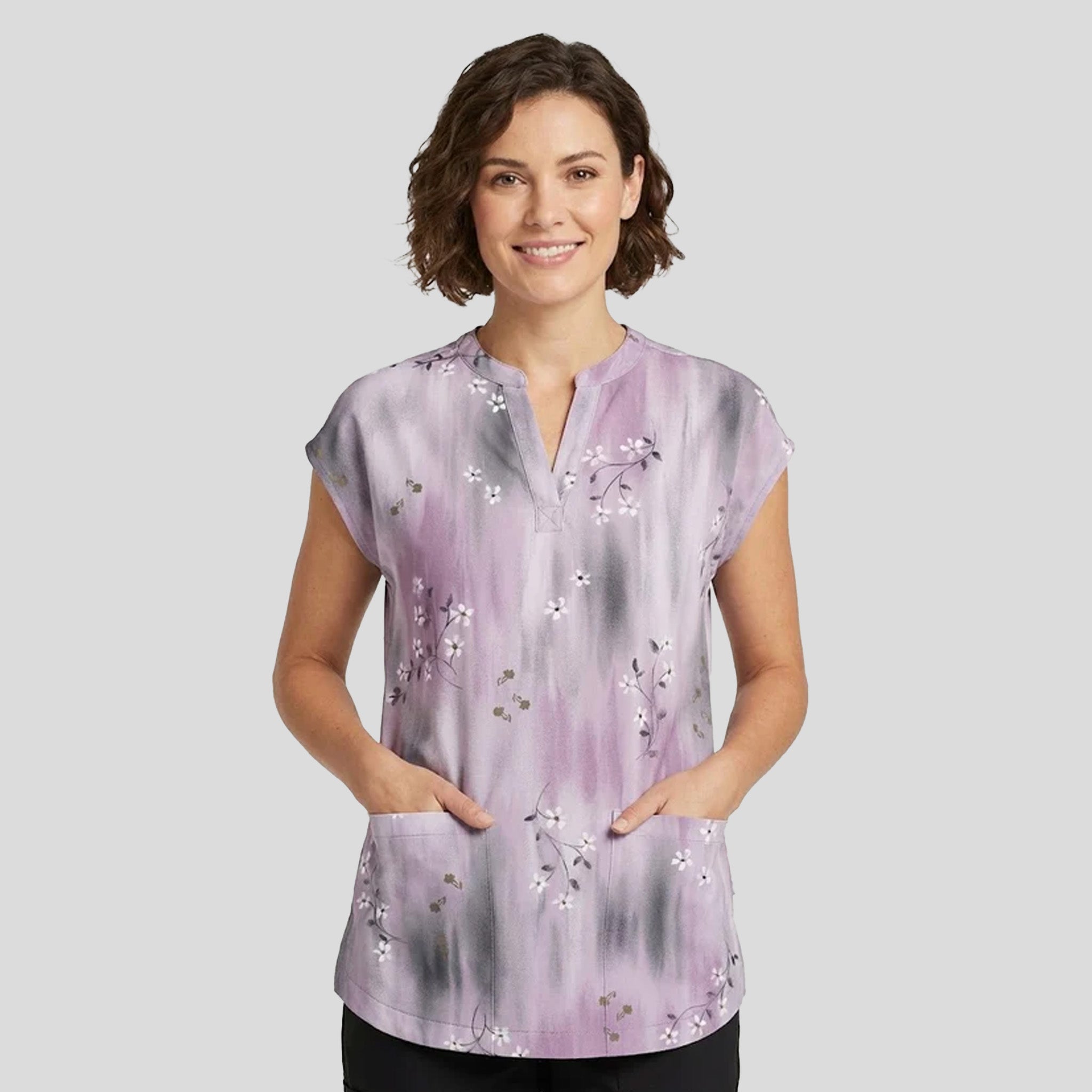Journey Blurred Ditsy Print Scrub Top