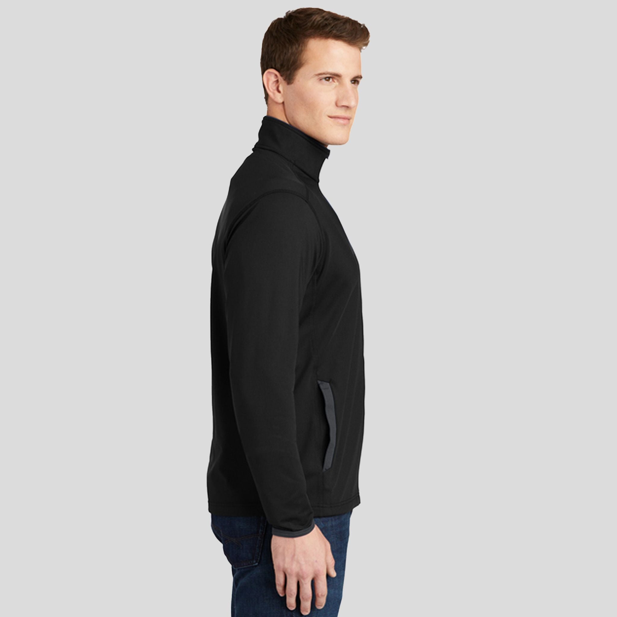 Sport-Wickยฎ Stretch Contrast Full-Zip Jacket | Black/Charcoal Grey