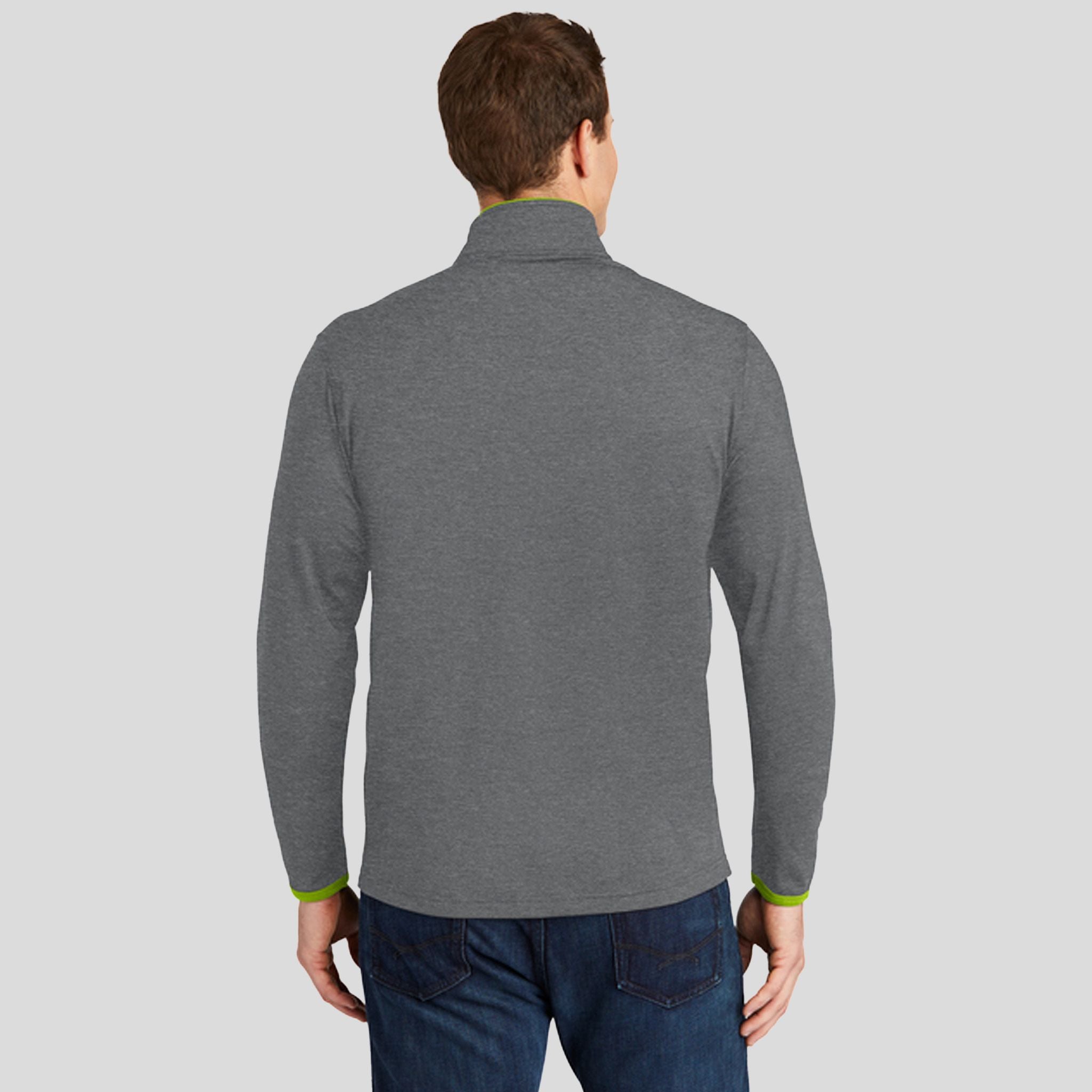 Sport-Wickยฎ Stretch Contrast Full-Zip Jacket | Charcoal Grey Heather/Charge Green