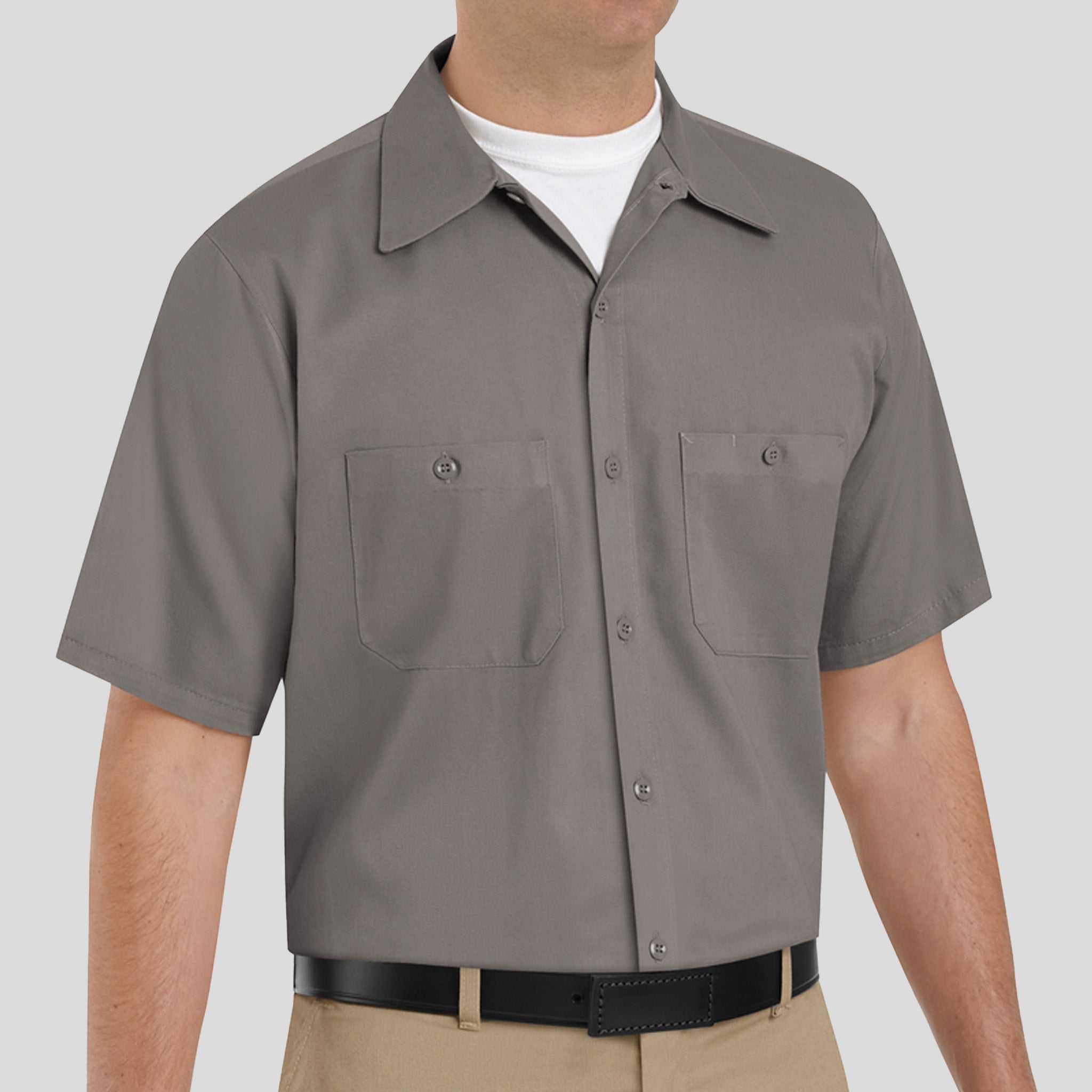Men's Short Sleeve Wrinkle-Resistant Cotton Work Shirt | Graphite Grey