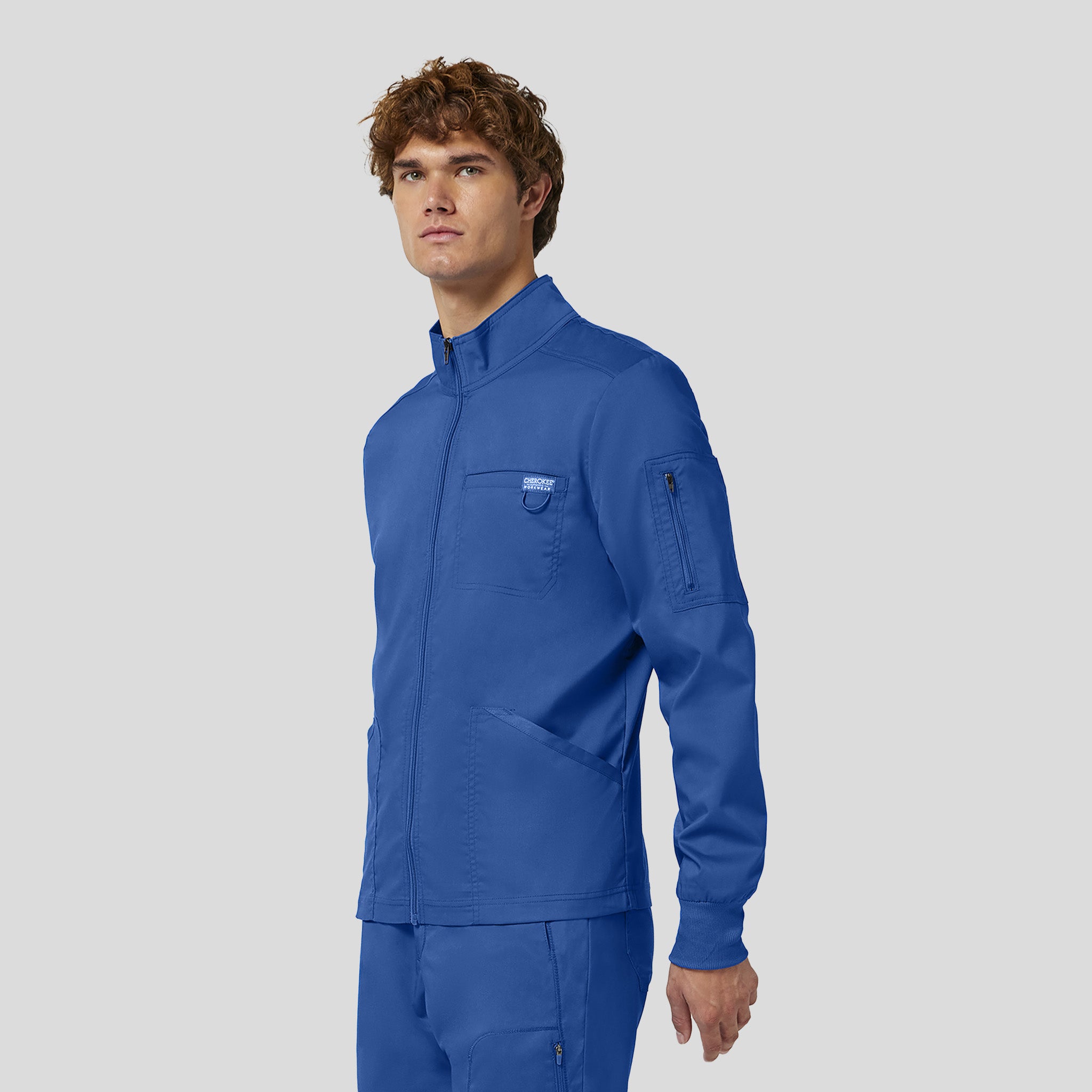 Men's Zip Front Scrub Jacket | Royal