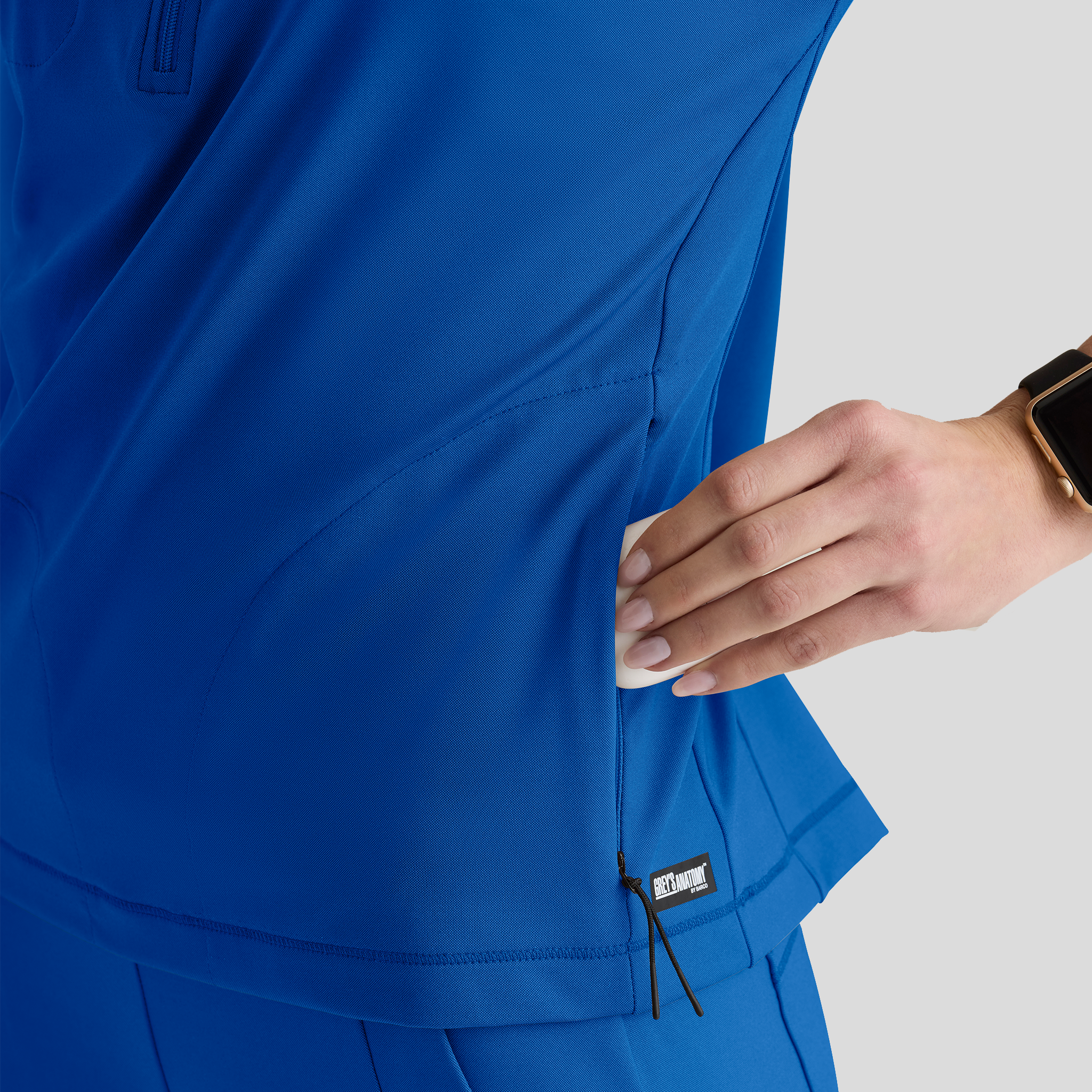 Crystal 3-Pocket Mock Neck Zip-Placket Top | Royal