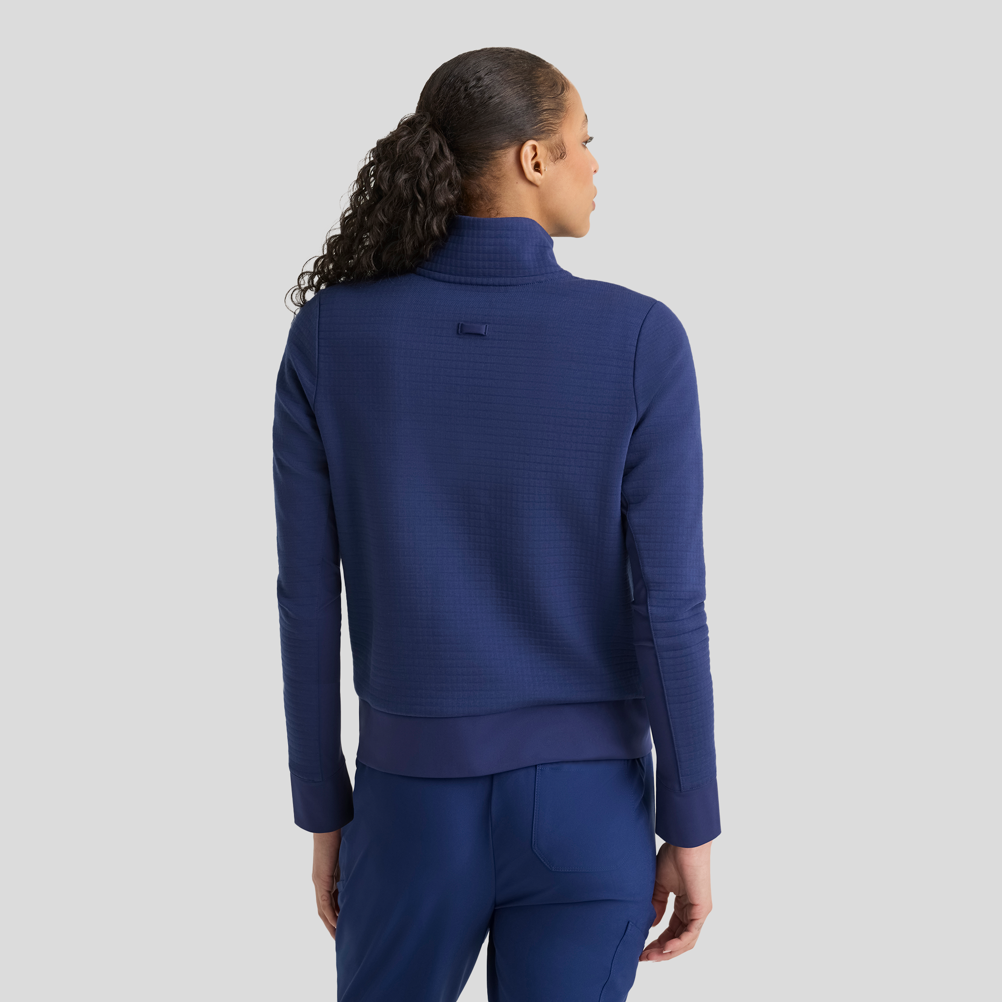 Regina 3 Pocket Mock V-Neck Zip Front Jacket | Navy
