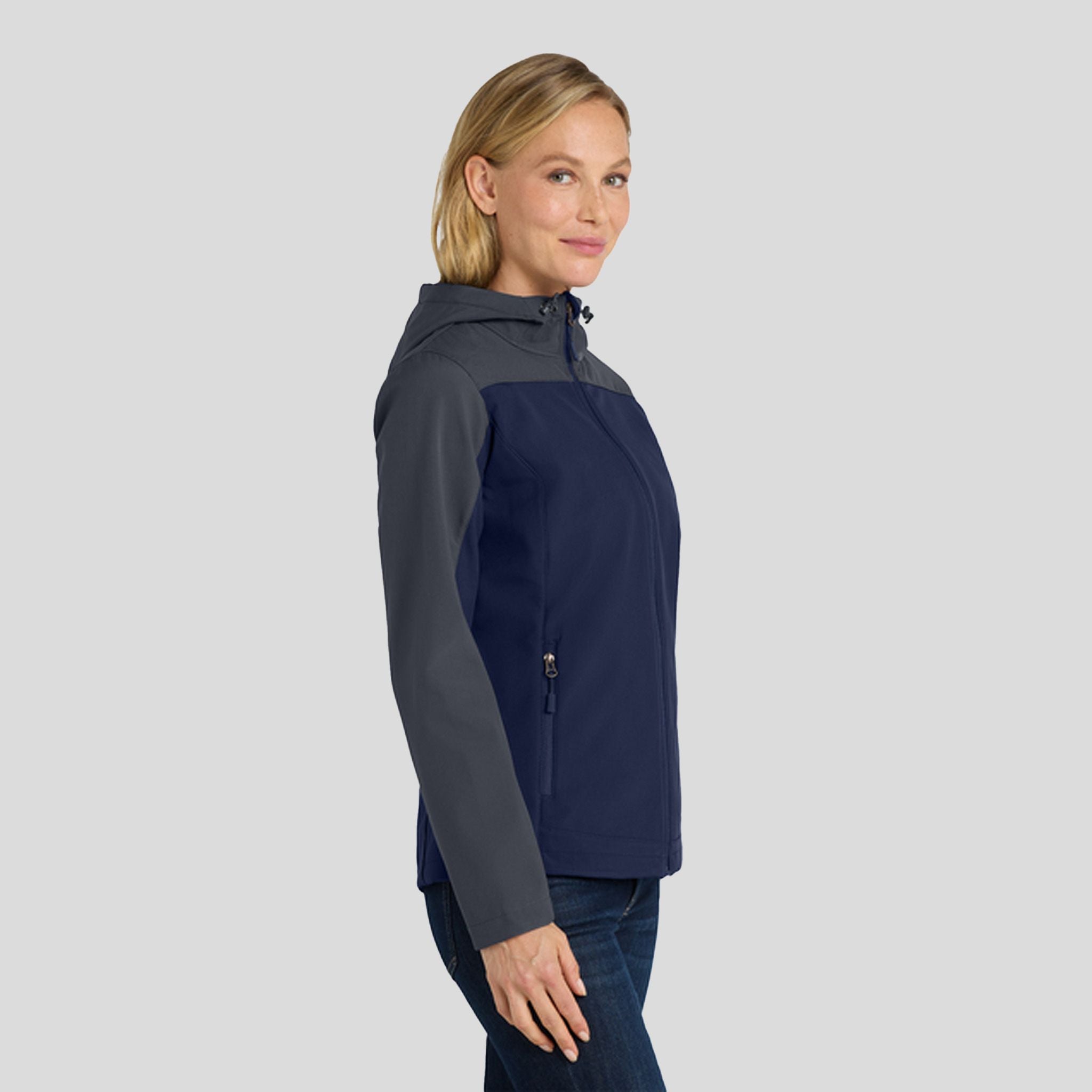 Women's Hooded Core Soft Shell Jacket | Dress Blue Navy/Battleship Grey