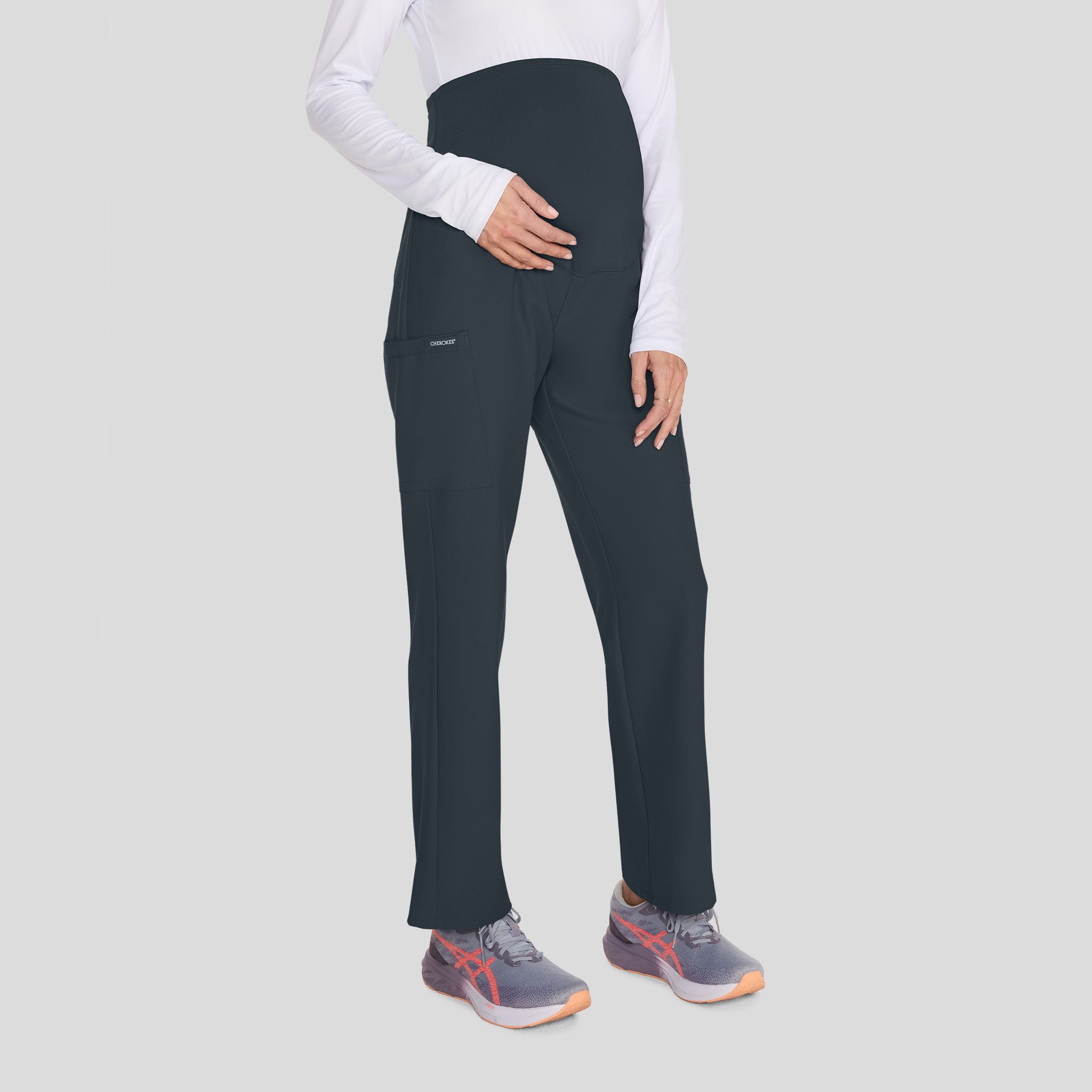 Maternity 3-Pocket Straight Leg Scrub Pant | Pewter