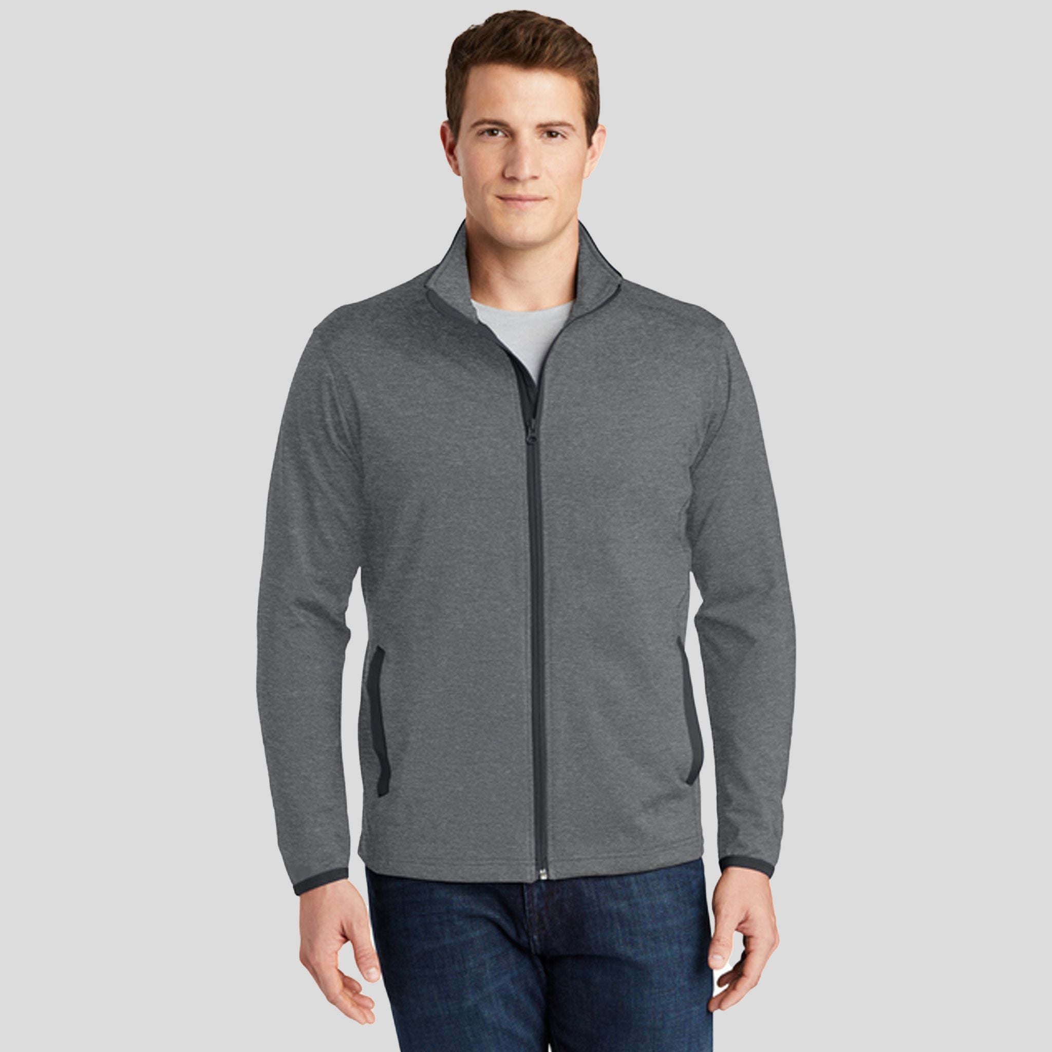 Sport-Wick® Stretch Contrast Full-Zip Jacket | Charcoal Grey Heather/Charcoal Grey