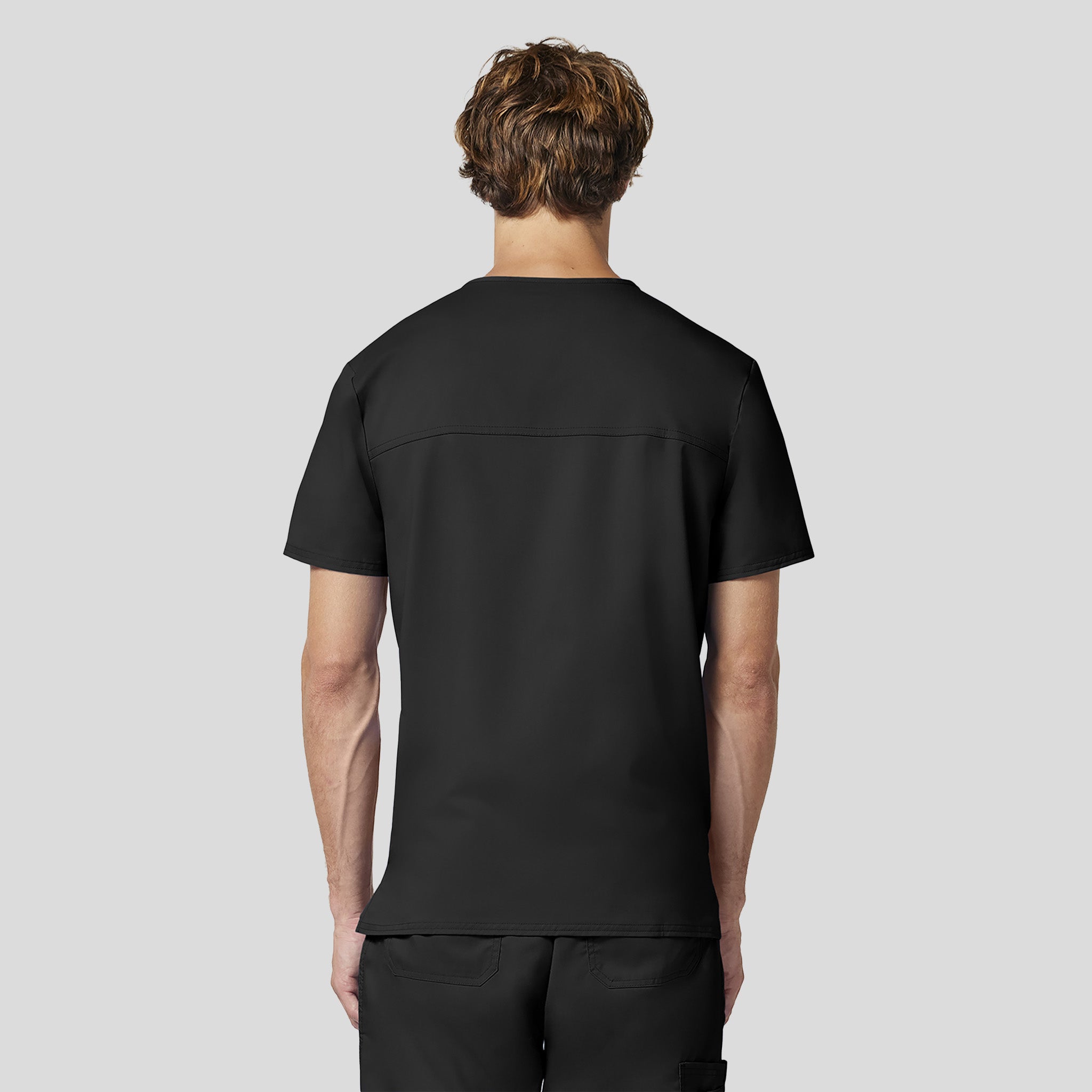 Men's Utility 3-Pocket V-Neck Scrub Top | Black