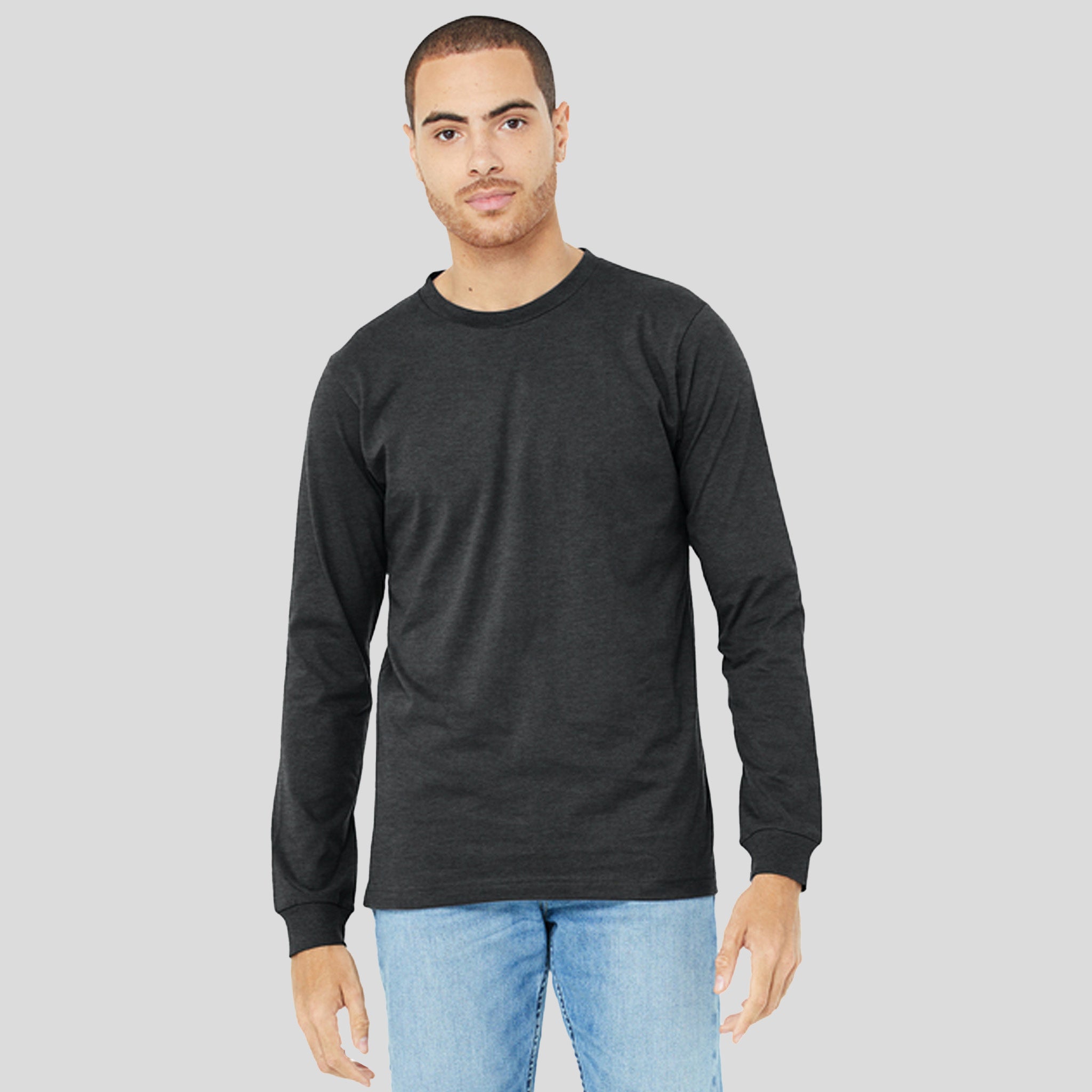 Unisex Heather CVC Long Sleeve Tee | Dark Grey Heather