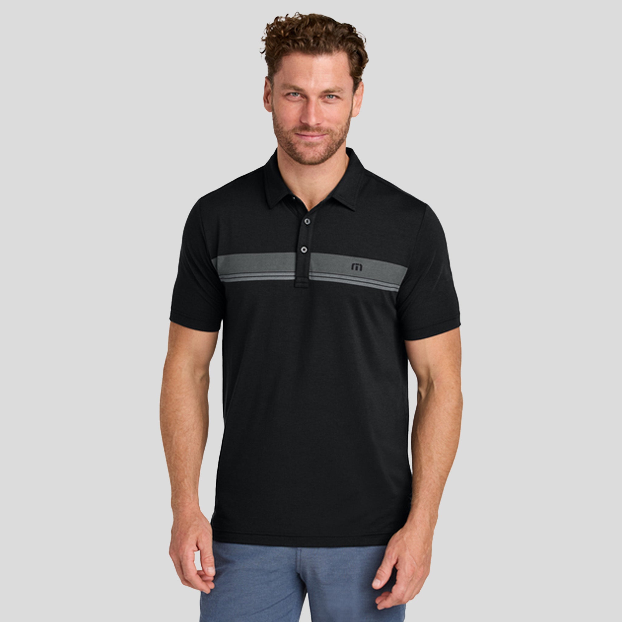 Glenview Stripe Polo | Black