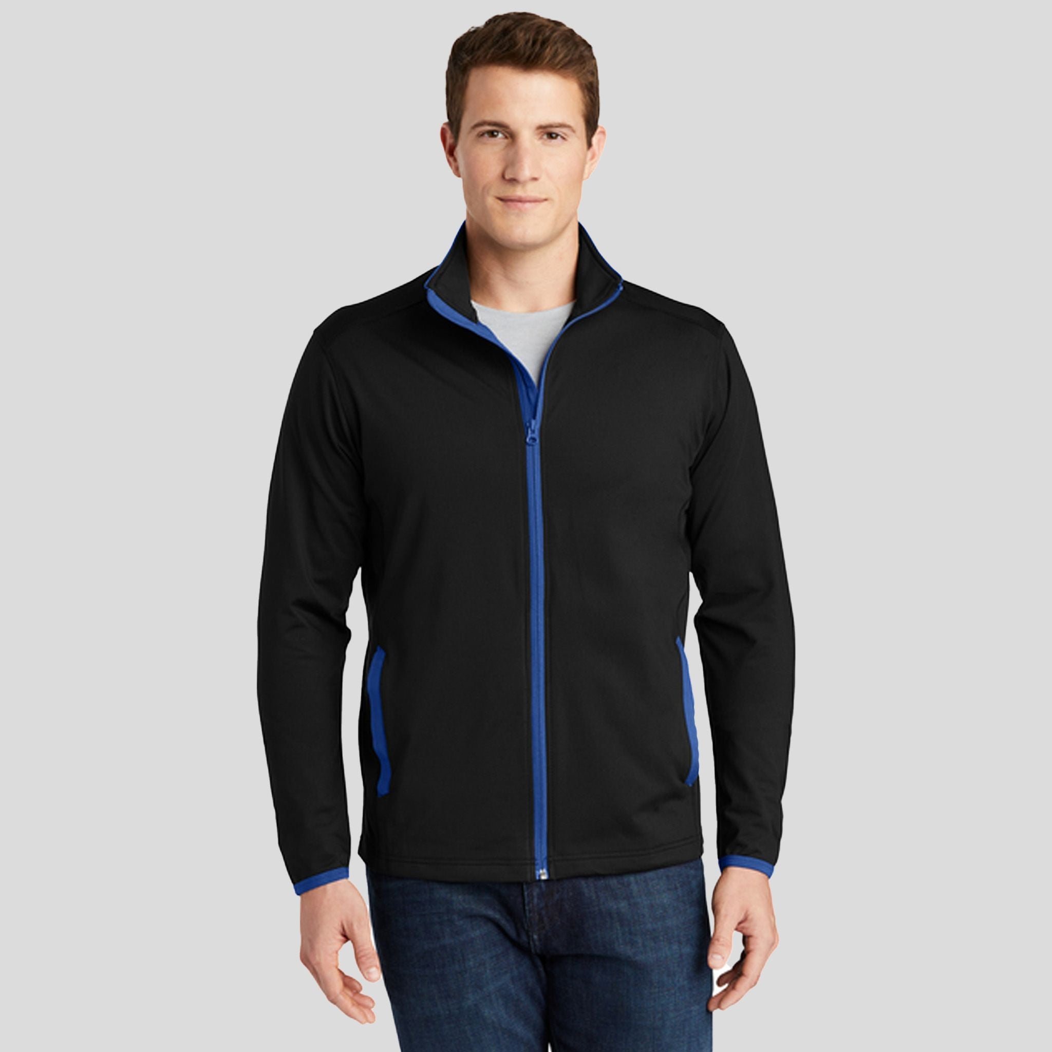 Sport-Wick® Stretch Contrast Full-Zip Jacket | Black/True Royal