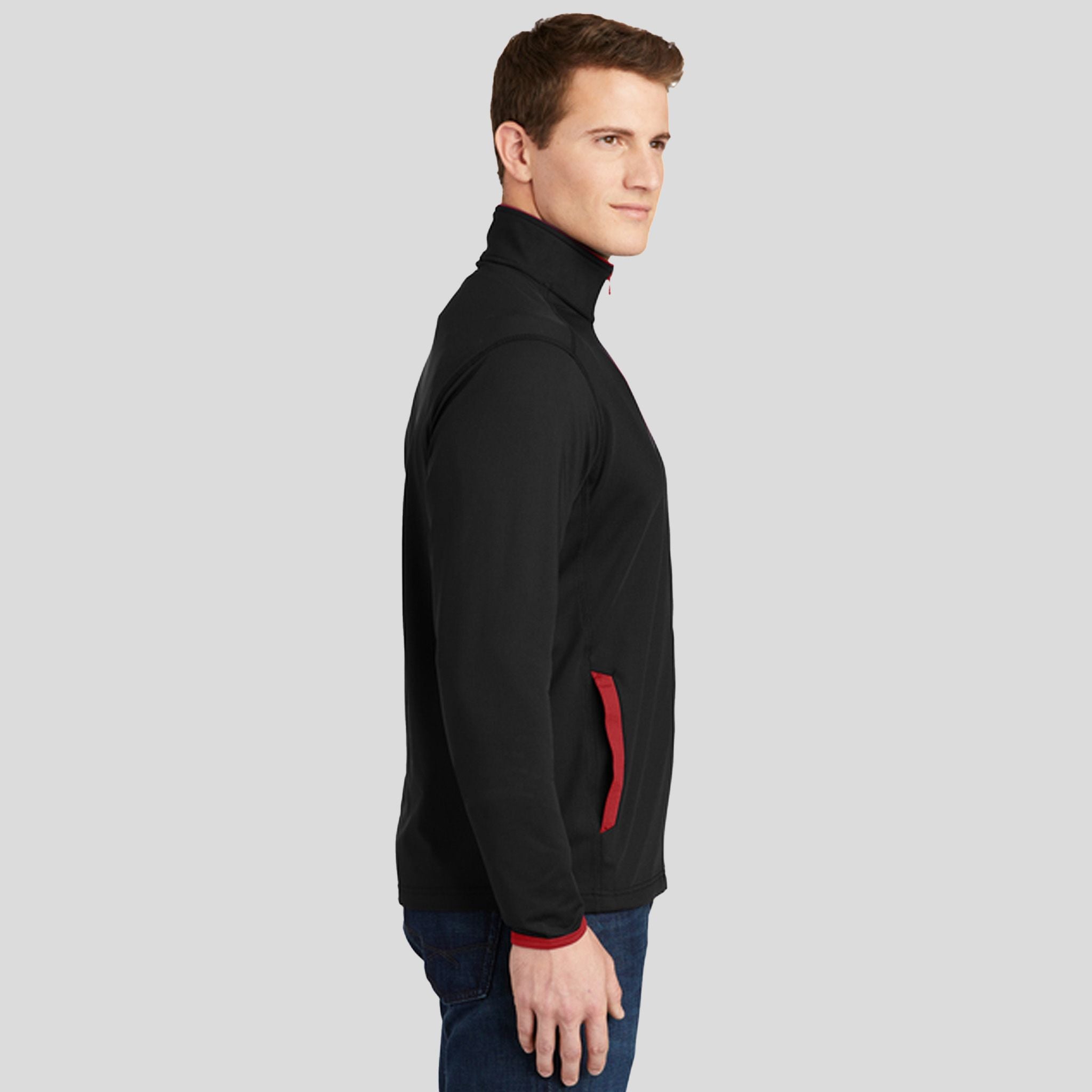 Sport-Wick® Stretch Contrast Full-Zip Jacket | Black/True Red