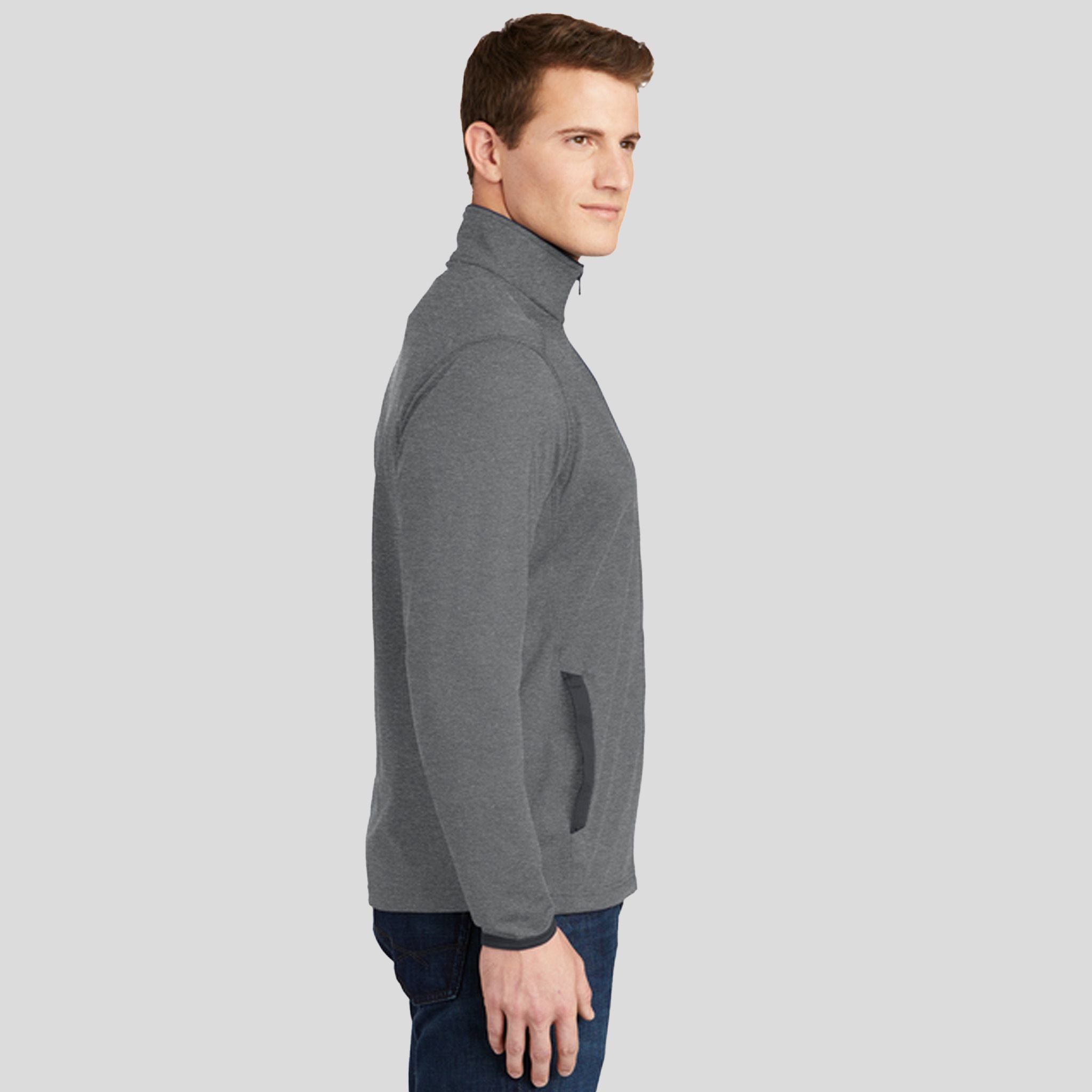 Sport-Wick® Stretch Contrast Full-Zip Jacket | Charcoal Grey Heather/Charcoal Grey